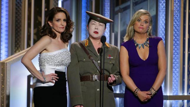 Seemingly a touch less energetic than last year, the Tina-Amy nevertheless worked once again. A certain someone however came between them, proving even funnier! (Photo: Paul Drinkwater / NBC)